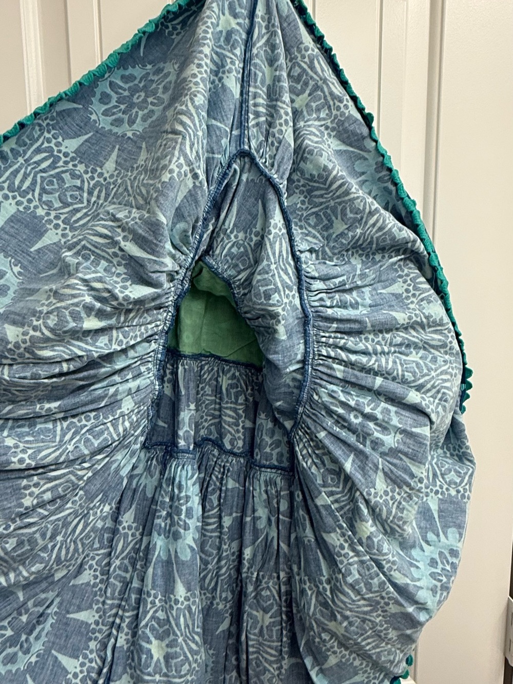 Briton Court Tiered blue green boho dress sz 7 - Picture 7 of 8